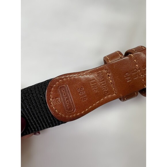 Vintage Women's Coach Brown Leather & Black Stretch Fabric Belt Size 38” 95cm - Picture 7 of 8